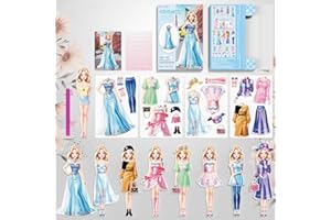 BVI BOOMERVIVI Magnetic Dress Up Doll, Magnet Princess Clothes Puzzles for Toddler, Dress Up Game Travel Toys, DIY Magnetic Paper Dolls for Girls Age 4-7, Learning Created Imagine, Birthday (Amy)
