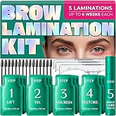 Brow Lamination Kit &ndash; PRO At Home Lift Kit with Mapping Rulers &amp; Aftercare | 5 LAMINATIONS, UP TO 6 WEEKS EACH, Create Fuller, Lifted &amp; Defined-Looking Brows with a Complete 5-Step Brow Care System