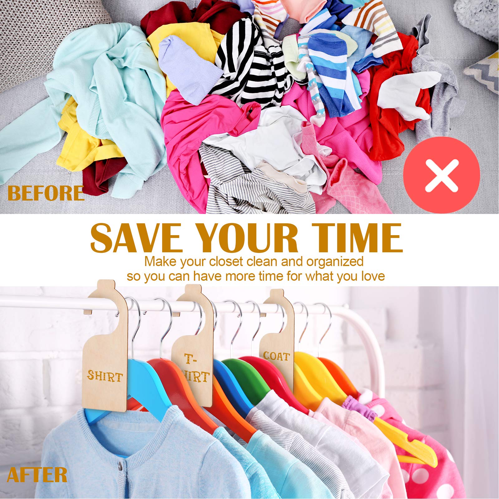 Blank Clothing Rack Divider Wooden Closet Size Divider Baby Closet