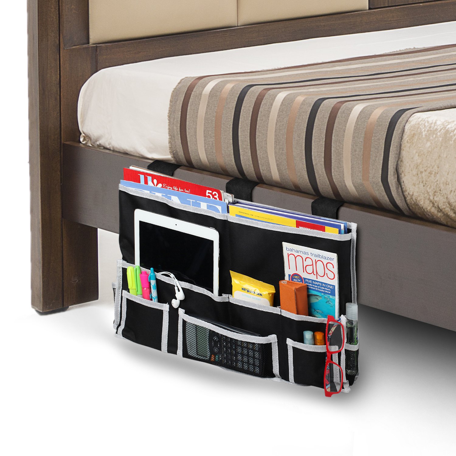 Fancii 10 Pocket Bedside Caddy Hanging Storage Organizer for Dorms, Apartments 642872886520 eBay