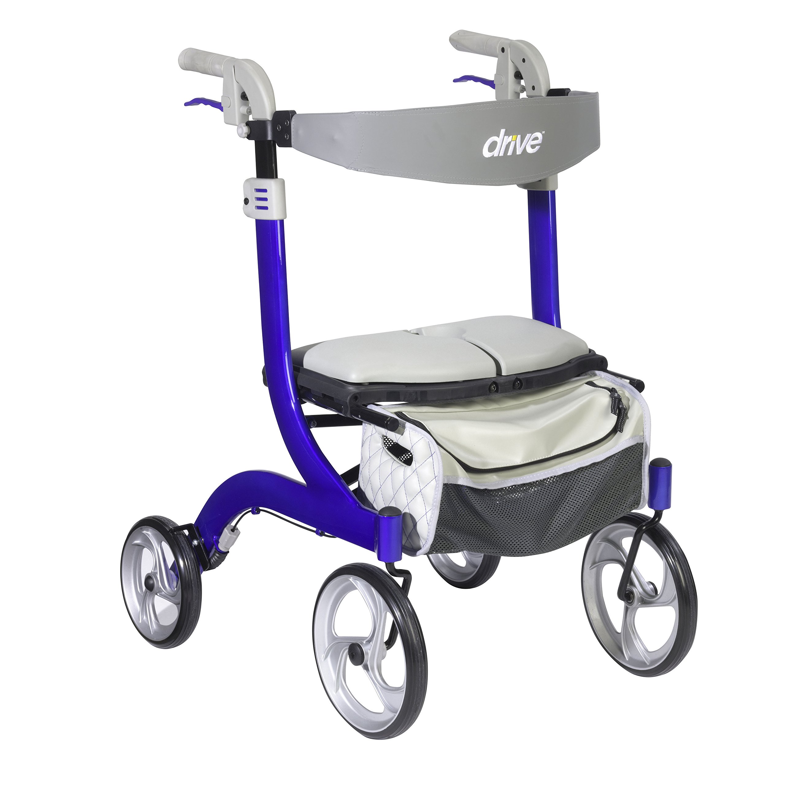 Drive Medical Nitro DLX Euro Style Walker Rollator, Sleek Blue