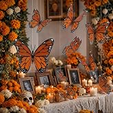LemonSecret 18 Pcs Large Monarch Butterfly Decoration Fall Day of the Dead | 3D Paper Fall Artificial Monarch Butterflies Wall Decal Decor Dia De Los Muertos Decoration for Birthday School Classroom