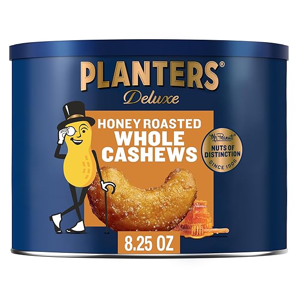 PLANTERS DELUXE HONEY ROASTED WHOLE CASHEWS, PARTY SNACK,...