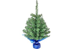 JPM Small Artificial Christmas Tree, 2FT Mini Tabletop Artificial Xmas Tree with Fabric Bag Base for Holiday Décor, Festive Decorations for Home, Office, Mantel, Party, Gift-Green