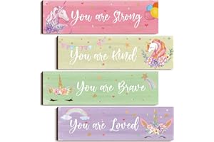 Yulejo 4 Pcs Unicorn Room Decor for Girls Bedroom Unicorn Wall Rainbow Girls Room Decor Inspirational Wall Art for Kids Nurse
