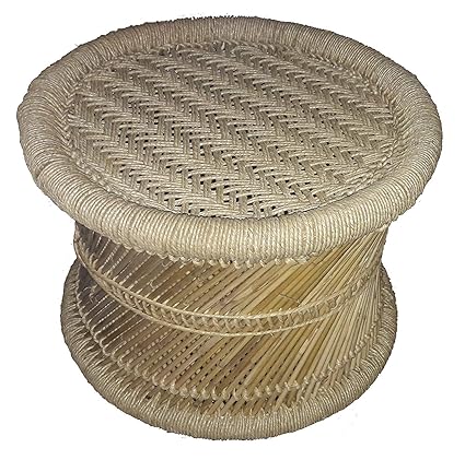 Pushkar Handicraft Exclusive Products Natural Look Bamboo Cane Bar Stool (Multicolour)