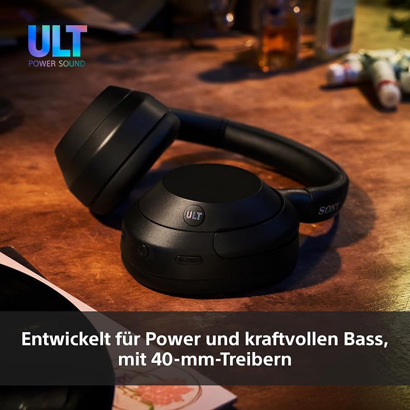 ULT WEAR - Kabellose Kopfhörer mit Noise Cancelling, ULT Power Sound, ultimativer Deep Bass, selbem Prozessor wie WH-1000XM5, klare Anrufe, 30 Stunden Akkulaufzeit, iOS und Android - Schwarz