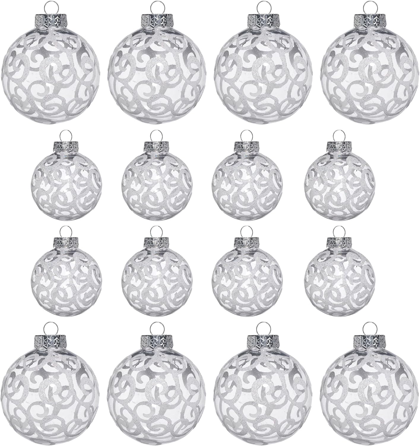 Ornaments - Sleetly White Christmas Decorations Ornaments Set for Christmas Tree - 2023 Shatterproof Rustic Vintage Farmhouse Xmas Tree Christmas Balls Decorations, Assorted Sizes Clear White Ornaments