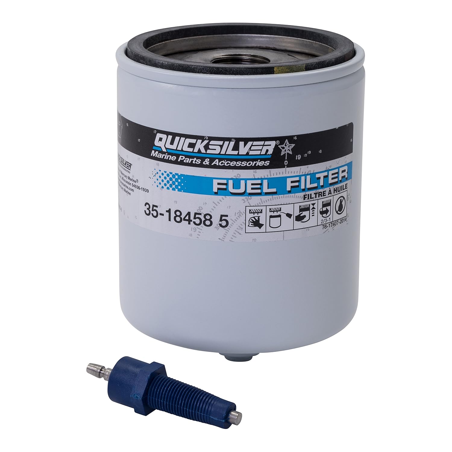 Amazon.com : Quicksilver 18458Q4 Water Separating Fuel Filter Kit with Blue  Water Warning Sensor : Boat Fuel Filters : Sports & Outdoors