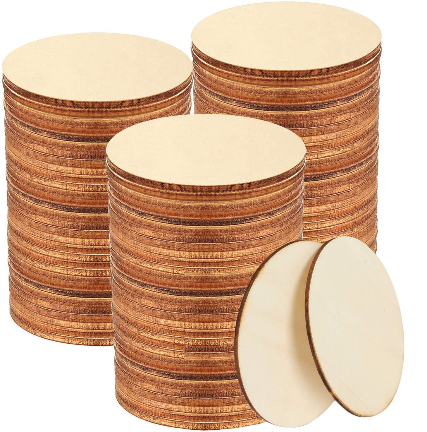 100 PCS 4 Inch Wood Circles, Small Unfinished Wooden Circles, Blank Natural Round Wood Slices for Crafts, Painting, Writing, School Project, DIY Supplies, Home Decoration