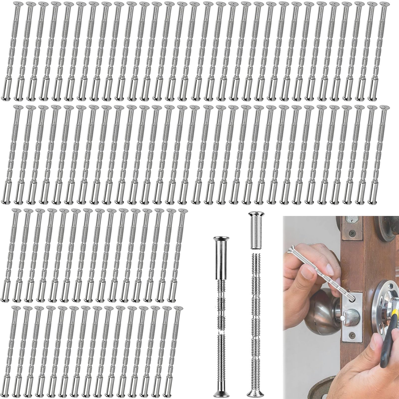 MUXHEL 100Set/200PCS Door Handle Screws M3 Door Handle Bolt Through Fixings M3 Door Handle Fixing Screws for Door Handles Cabinet Drawers