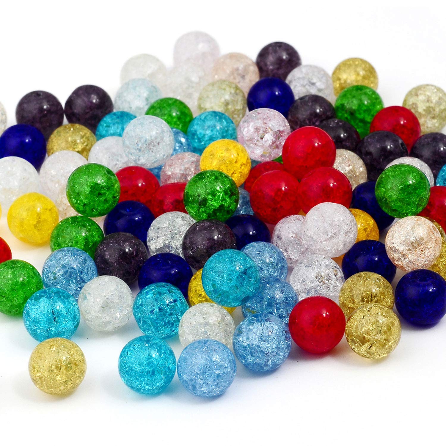 RUBYCA Assorted Mixed Round Druk Crackle Czech Crystal Glass Beads for Jewelry Making (8mm, 200pcs)