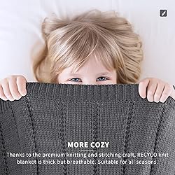 RECYCO Cable Knit Dark Grey Throw Blanket for