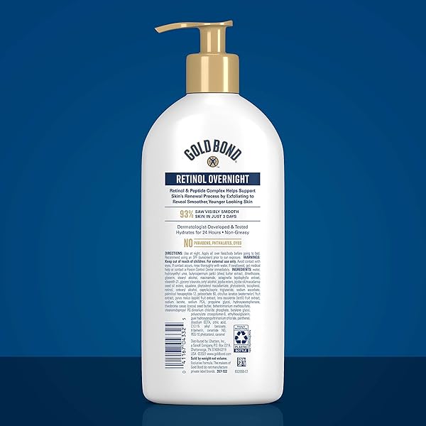 GOLD BOND AGE RENEW RETINOL OVERNIGHT BODY & FACE LOTION, WITH RETINOL & PEPTIDE COMPLEX, 13 OZ.
