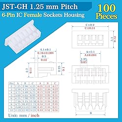 CQRobot 100 Sets/800 Pieces 1.25 mm Pitch 6-Pin