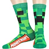Bioworld Minecraft Creeper Cubed Character Design Gaming Adult Crew Socks