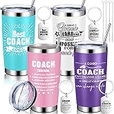 FoldTier 4 Sets Coach Gifts Best Coach Ever Stainless Steel Tumbler Coffee Mug with Keychain 20 oz Appreciation Gift Travel Tumbler for Soccer Volleyball Football(Artistic Pattern,Bright Color)