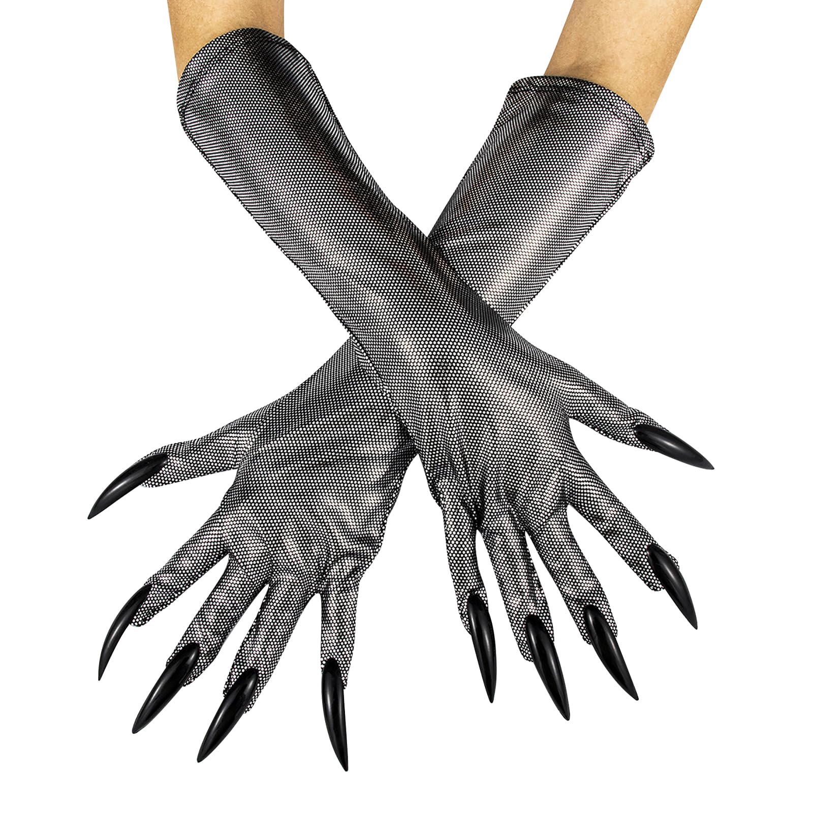 OhMill Women's Halloween Gloves Monster Ghost Claws Elbow Long Animated Cosplay Gloves With Long Nails Cosplay Costume Accessory