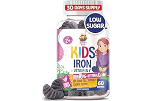 SUNNY SAM Iron Gummies for Kids & Teens - 10mg Iron Vitamins with Vitamin C - Low-Sugar Chewable Gummy Supplement for Immune Support, Supports Red Blood Cell Production for Children & Teen Girls