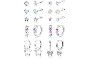 Florideco Hypoallergenic Earrings for Girls Surgical Steel Screw Back Stud Earrings for Toddlers Small Hoops Huggie Earrings for Teens Cute Little Girls Earrings for Kids(over 4 years old)