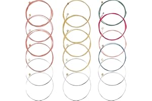 Bememo 3 Sets of 6 Acoustic Guitar Strings Replacement Steel String for Acoustic Guitar (1 Brass Set, 1 Copper Set and 1 Multicolor Set)