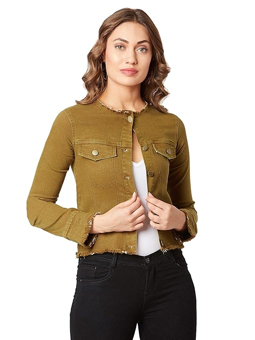Buy Miss Chase Women's Olive Green Denim Jacket(MCSS20DEN058918706