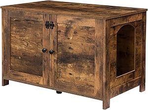 HOOBRO Cat Litter Box Enclosure, Hidden Cat Washroom with Divider, Wooden Pet House End Table, Large Enough for Most of Orange Cat and Litter Box in Indoor Living Room, Bedroom, Rustic Brown BF03MW01