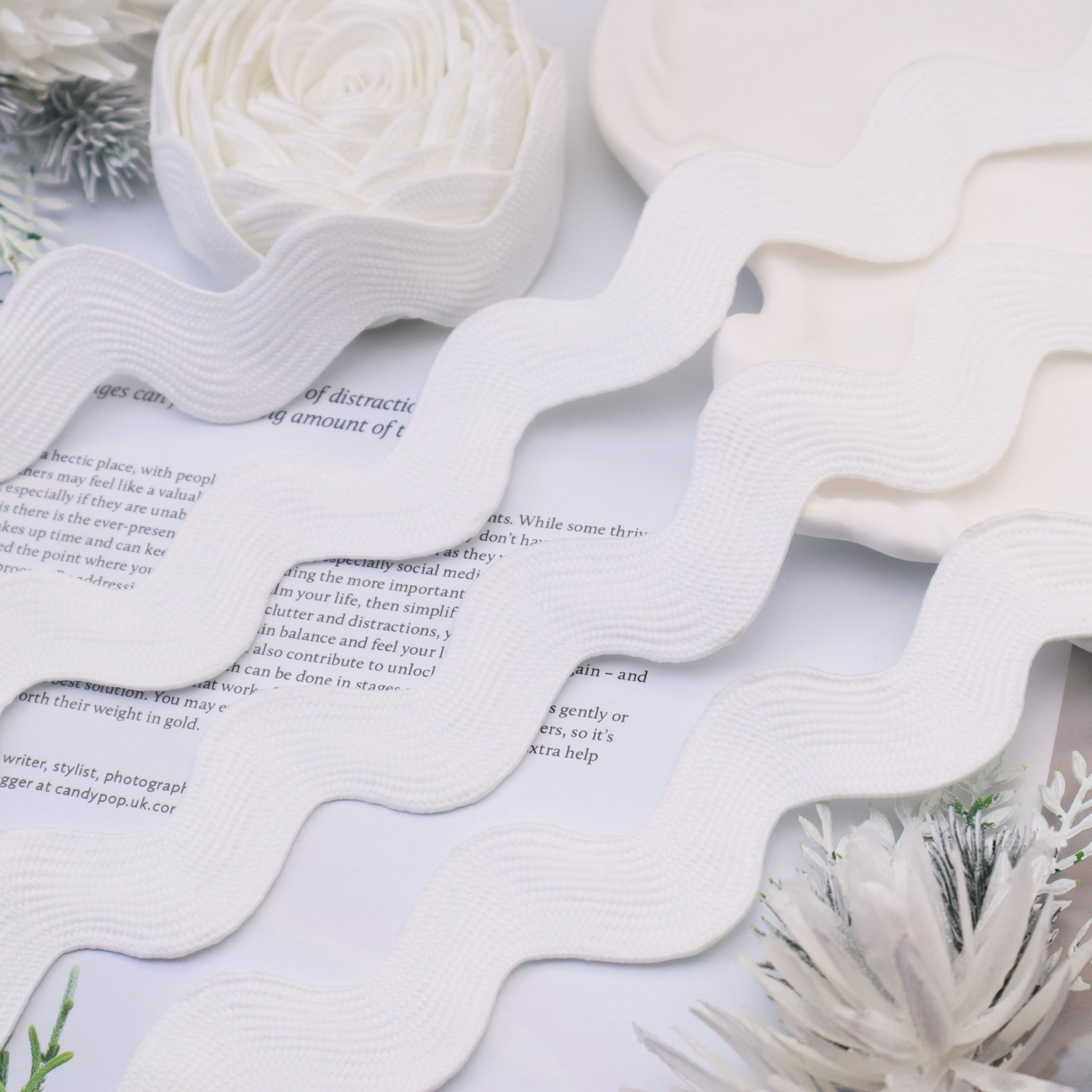 Photo 1 of Rick Rack Wide Rick Rack Wave Bending Fringe Trim 4 Yards White RIC Rac Lace Trim for Sewing Customing Wedding Home Party Decoration