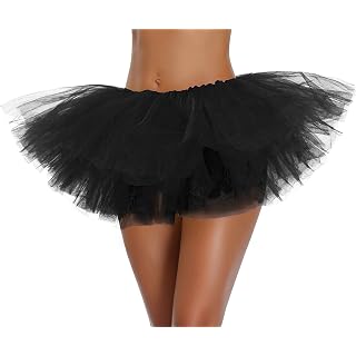 Tutu Skirt for Women Teens Adult Classic Elastic 3, 4, 5 Layered Tulle Petticoat 80s Party Puffy Tutus Halloween Costume