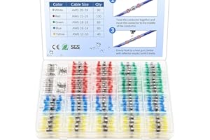 QIZPCER 350 Pcs Solder Seal Wire Connectors Heat Shrink Butt Connectors Kit Marine Waterproof Wiring Electrical Cable Splice Terminals for Boat Automotive RV Trailer
