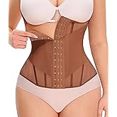 Nebility Waist Trainer for Women Corset Shapewear - Mesh Faja Body Shaper Waist Cincher Tummy Control Girdle Daily Wear Brown