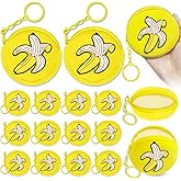 KeeStar 15 Pack Banana Coin Purse, Keychain Wallet Bag, Small Zipper Pouch, Party Favors for Fruit Themed Party, Baby Shower, Birthday, School Carnival Rewards, Travel, Classroom Prize