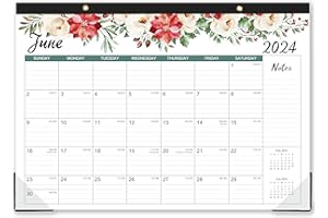 PLANRAGE Desk Calendar 2024-2024 Desk Calendar, 12 Monthly Desk/Wall Calendar 2-in-1, Jan. 2024 - Dec. 2024, 16.8" x 12", Desk Calendar with Thick Paper + Corner Protectors + Large Ruled Blocks - Floral