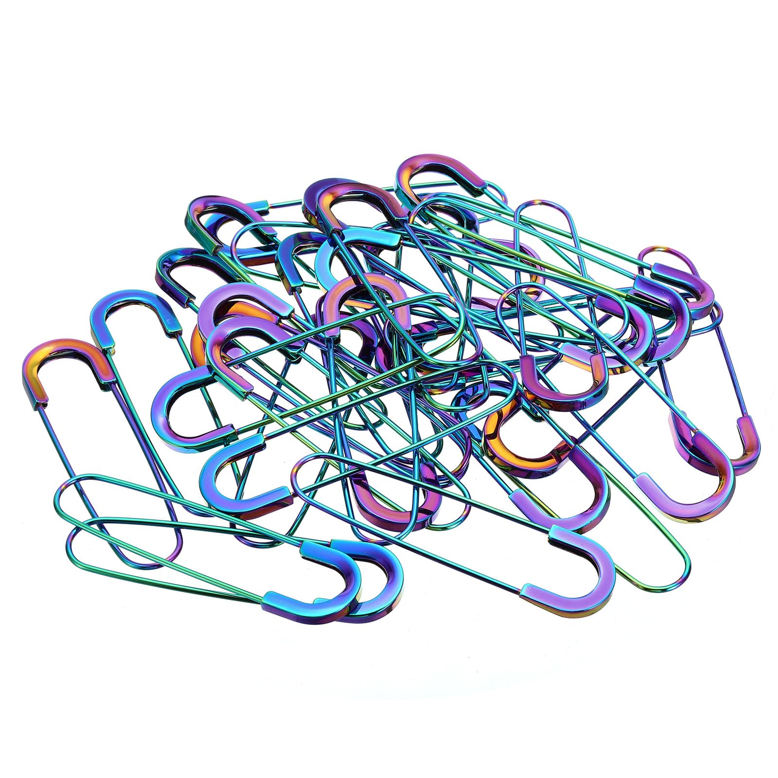 YOKIVE 35 Pcs Safety Pins, Metal Large Safety Pins Clips, Keep Fixed, Great for Office, Art, Home, Workshop, Daily Use (Rainbow, 3.15-Inch)