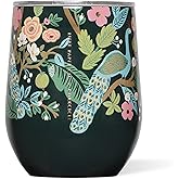 Corkcicle Stemless Insulated Wine Glass Tumbler - Keeps Beverages Cold 6 Hrs Hot 3 Hrs - Stainless Steel - Easy-Grip - Gift for Mom - Great for Mother's Day or Christmas - 12 oz - Peacock Blue