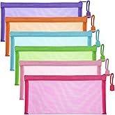 HJZHII 6PCS Nylon Mesh Pouches, 8.9x4.3in Zipper Mesh Bags Multipurpose Fine Makeup Bags Transparent Pencil Case Cute Mesh Cosmetic Bag Travel Organizers Accessories