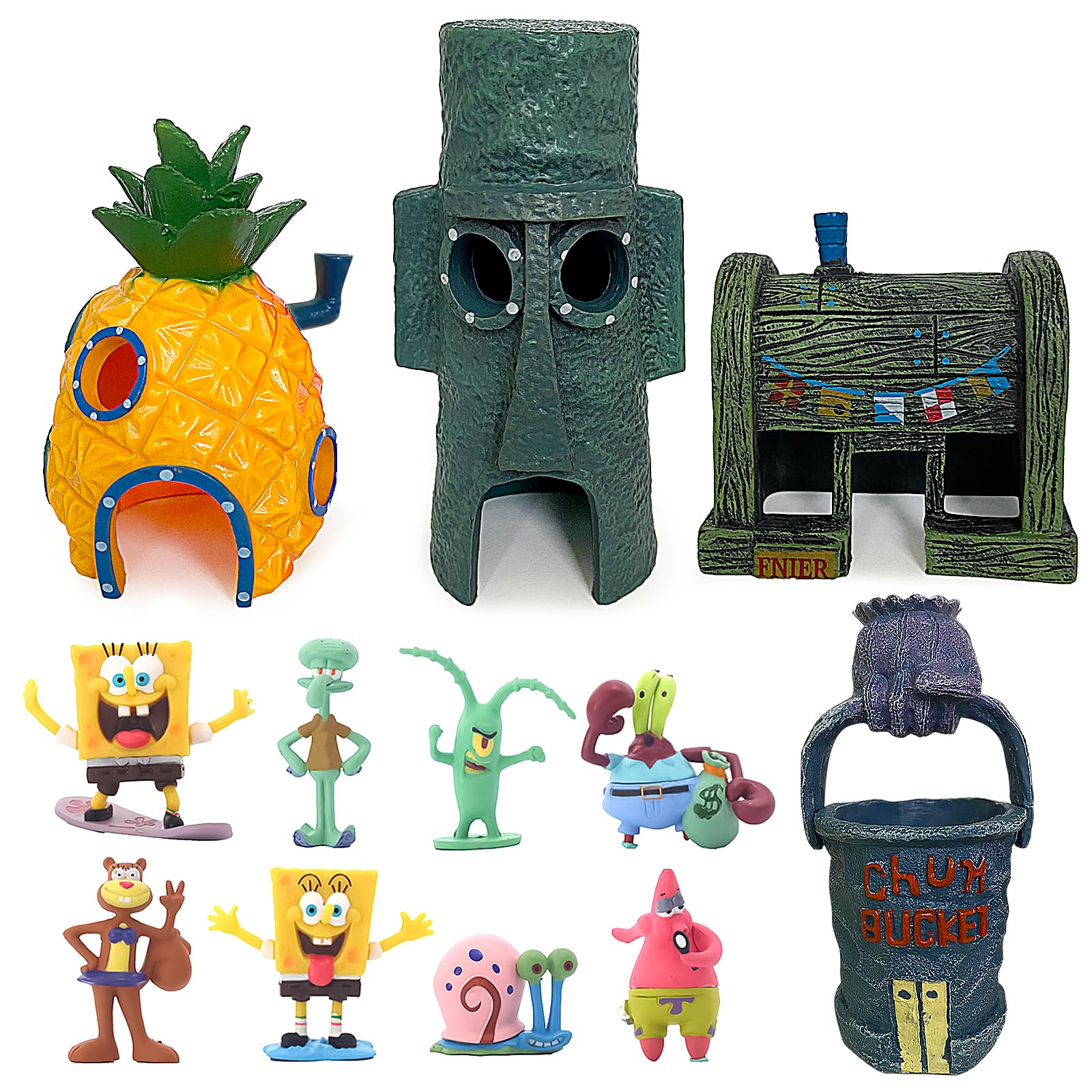 MeYuxg Aquarium Decoration - Pineapple House, Fish Tank Ornaments, Plastic Cave for Underwater Landscaping