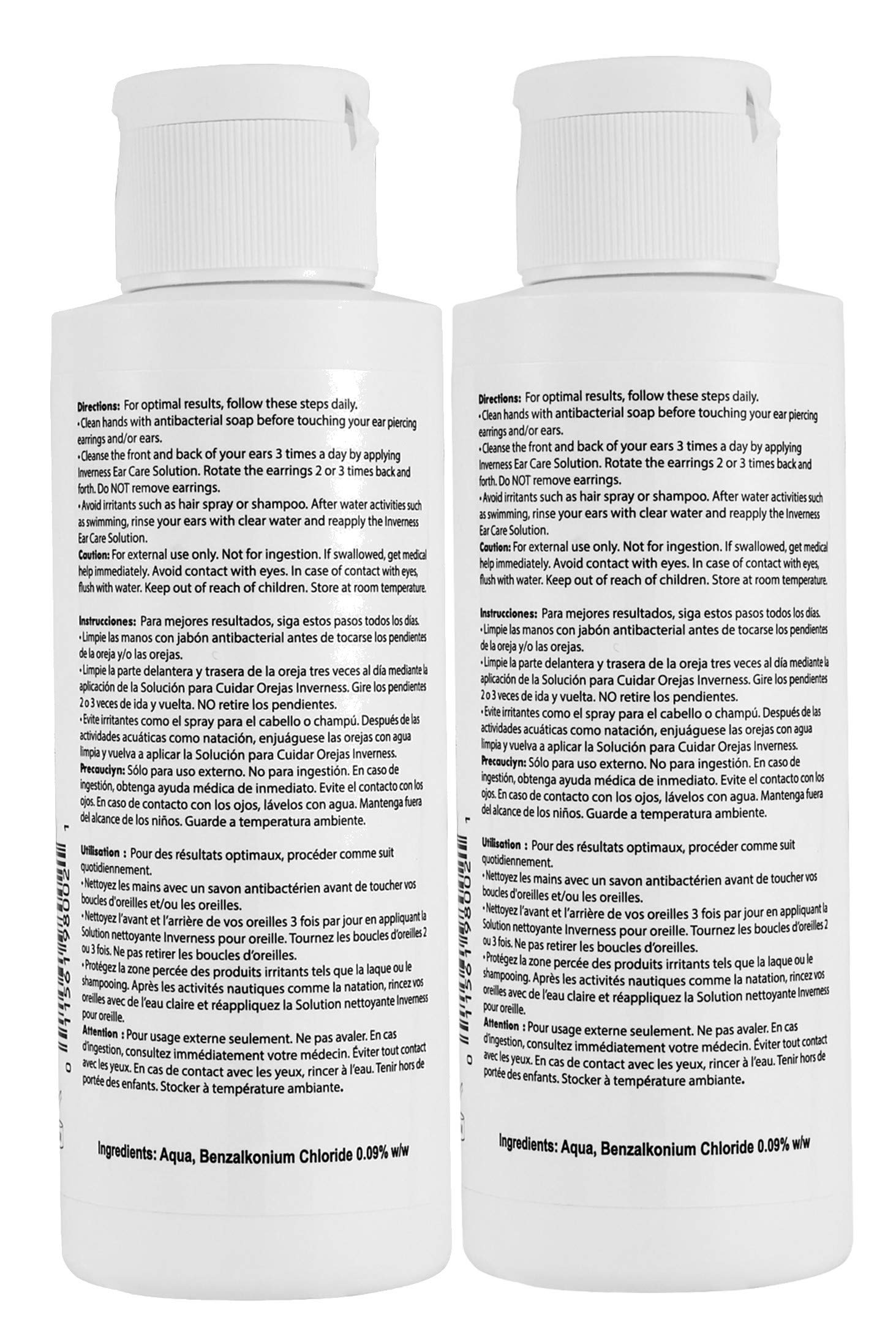 INVERNESS After Piercing Ear Care Solution 4 Oz 2-Pack – Gentle Piercing Care For Newly Pierced Ears