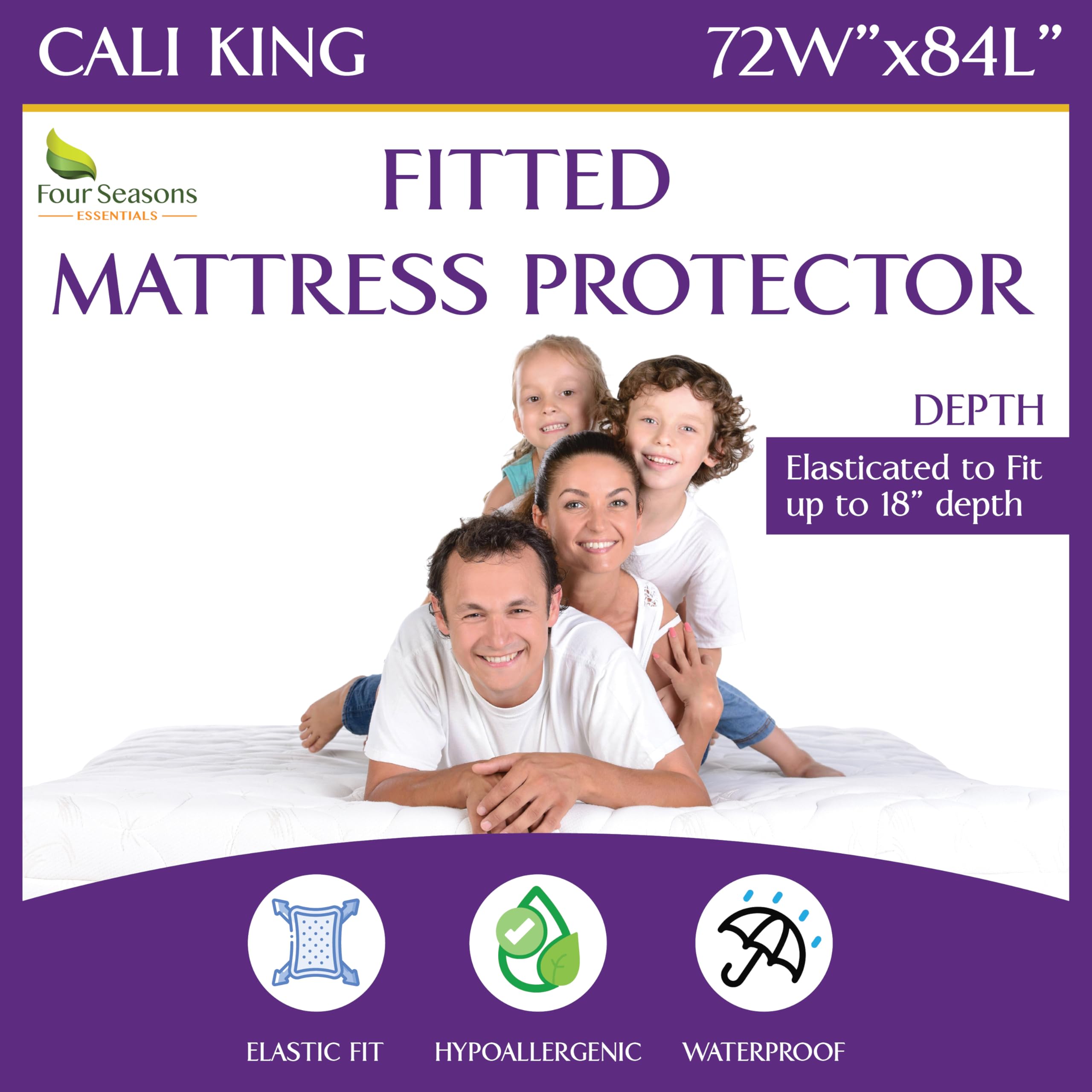 Photo 1 of ***DAMAGED - SEE NOTES/PICTURES*** California King Size Waterproof Mattress Protector - Fitted Sheet Style Mattress Cover - Hypoallergenic, Breathable, Noiseless, Protects Against Dust, Allergens