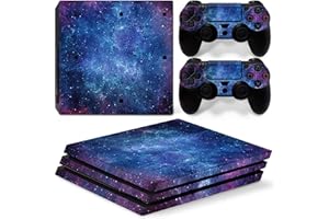 ASOKEX Ps4 Pro Stickers Full Body Vinyl Skin Decal Cover for PlayStation 4 Console Controllers (with 4pcs Led Lightbar Stickers) (PS4 Pro Console (Blue Starry Sky))