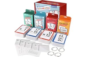 Torlam Multi Math Flash Cards for Kids Ages 4-8 - Addition, Subtraction, Multiplication, & Division - All Facts 0-12 with 4 R