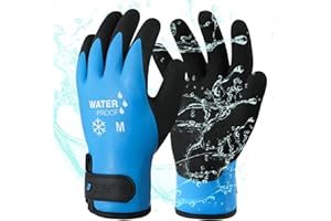 DULFINE 100% Waterproof Winter Work Gloves for Men and Women,Foam Latex Coated and Thermal Insulated Gloves for Cold Weather
