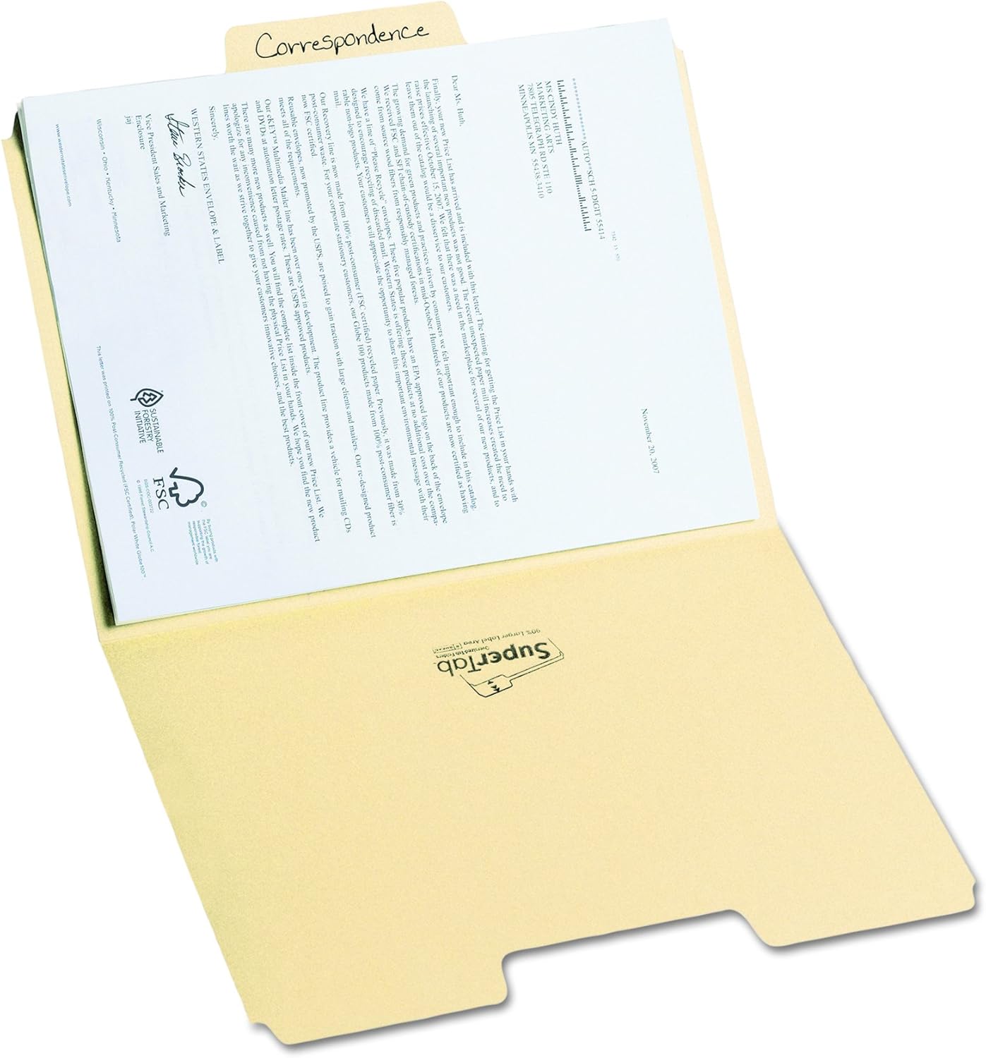 Smead SuperTab File Folder, Oversized 1/3-Cut Tab, Letter Size, Manila, 100 Per Box (10301) : Manila File Folders : Office Products