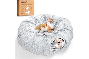 VIVOYAN Multifunctional Cat Tunnel Toy - XL Interactive Cat Play Tunnel with Climbing Holes and Thick Resting Mat, Ideal for Mult Homes and Extended Playtime (Ash Gray)