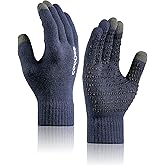 COOLJOB Warm Fleece Knit Winter Gloves for Men Women, Touch Screen Fingers, Non-slip Silicone Grip and Elastic Cuff