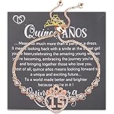 FEELMEM Quinceanera 15 Quince Anos Princess Crown Charm Bracelet Happy 15th Birthday Gift