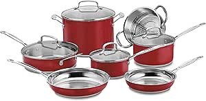 Cuisinart 11 Piece Chef's Classic Stainless Color Series Set, Red