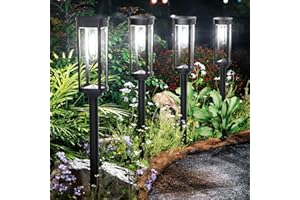 ALFIOT Solar Pathway Lights Waterproof 8 Pack Upgraded Walkway Landscape Outdoor Driveway Auto On/Off Lights for Yard Lawn Patio (Cool White)