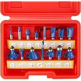 HILTEX 10100 Tungsten Carbide Router Bits, 15 Piece Router Bit Set, 1/4” Router Bit Shank Tungsten Carbide Router Bits, Chamf