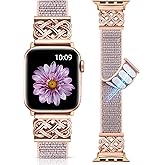 Minyee Nylon Loop Band Compatible with Apple Watch Bands 38/40/41/42/44/45/46/49mm Women Men, Celtic Knot Dressy Adjustable Breathable Braided Straps for iWatch Series 11 10 9 8 7 6 5 4 SE/Ultra 3 2 1